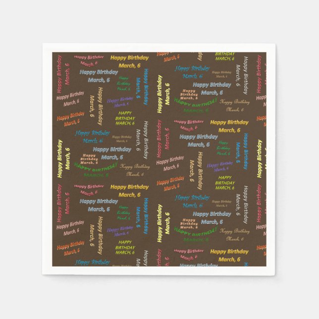 Paper Napkins März, 6. Geburtstag Serviette (Vorderseite)