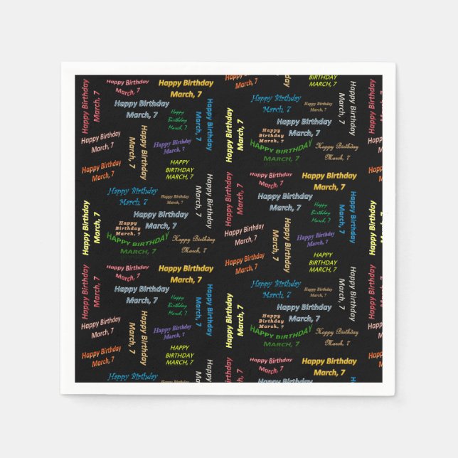 Paper Napkins März, 7. Geburtstag Serviette (Vorderseite)
