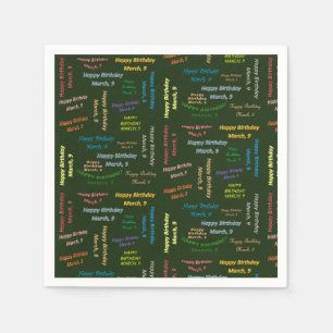 Paper Napkins März, 9. Geburtstag Serviette