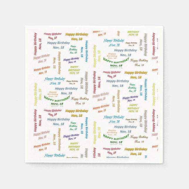 Paper Napkins November, 18 Geburtstag Serviette (Vorderseite)