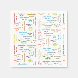 Paper Napkins November, 20 Geburtstag Serviette