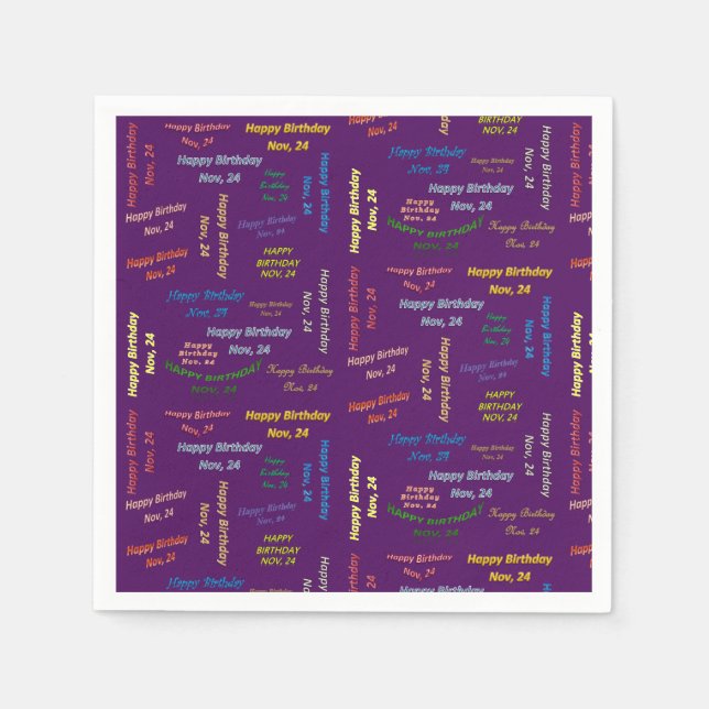 Paper Napkins November, 24 Geburtstag Serviette (Vorderseite)