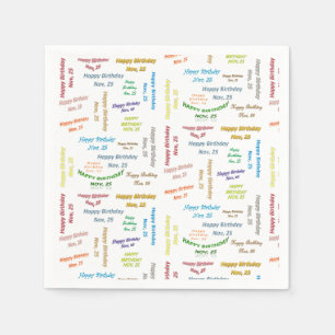 Paper Napkins November, 25 Geburtstag Serviette