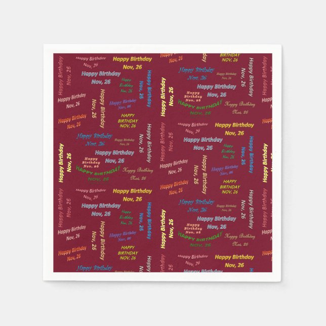 Paper Napkins November, 26 Geburtstag Serviette (Vorderseite)