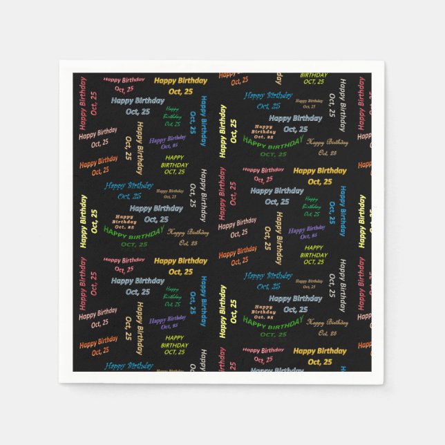 Paper Napkins Oktober, 25 Geburtstag Serviette (Vorderseite)