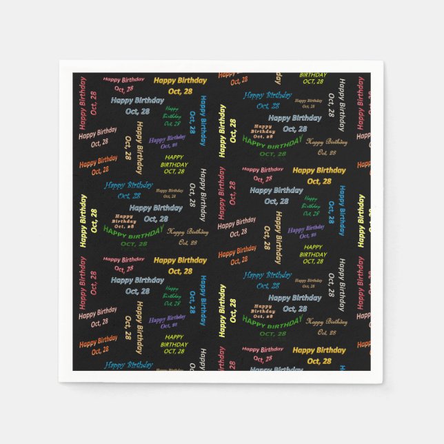 Paper Napkins Oktober, 28 Geburtstag Serviette (Vorderseite)