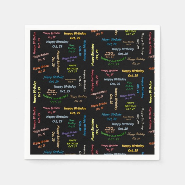 Paper Napkins Oktober, 29 Geburtstag Serviette (Vorderseite)