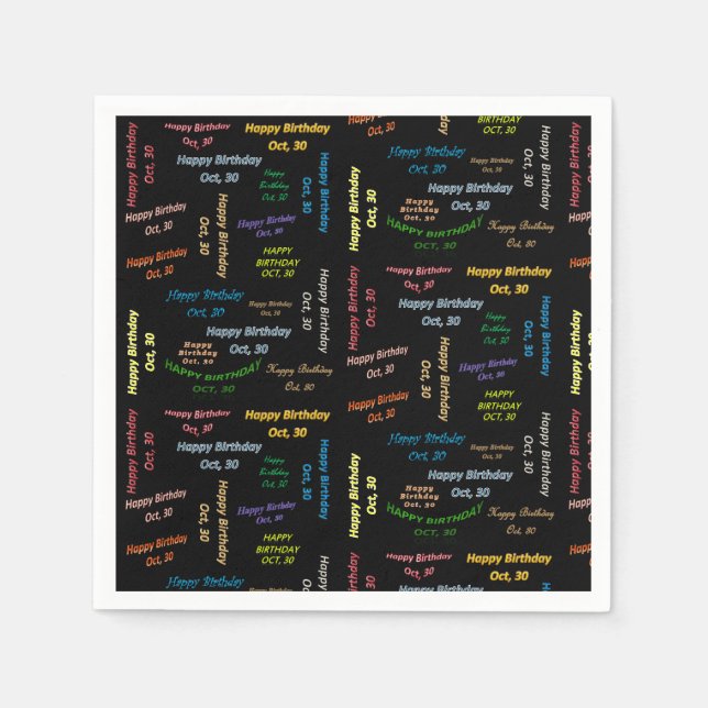 Paper Napkins Oktober, 30 Geburtstag Serviette (Vorderseite)