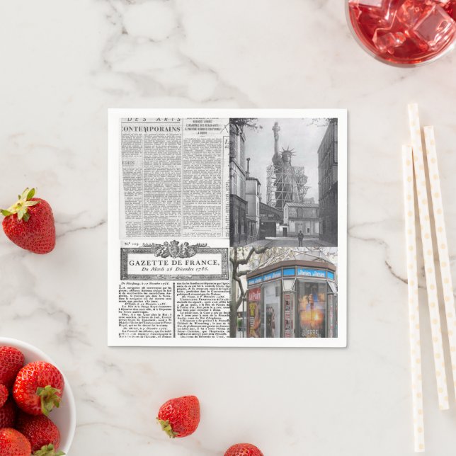 Paper Napkins, Paris France Newspapier Serviette (Beispiel)