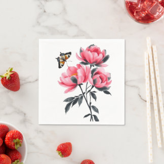Paper Napkins - Peonys, Schmetterling Serviette
