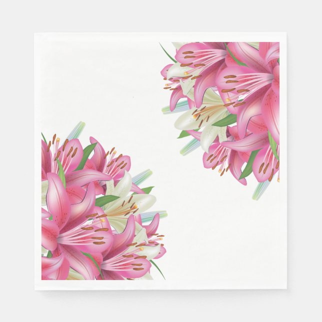 Paper Napkins-Pink Lilies Napkins Serviette (Vorderseite)