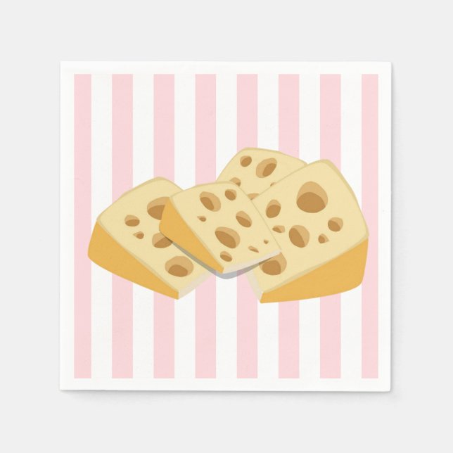 Paper Napkins Pink & White Stripe Cheese  Serviette (Vorderseite)