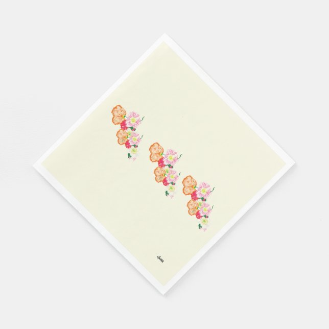 Paper Napkins: Poppy-Blume Serviette (Ecke)