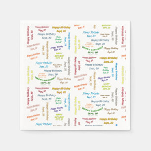 Paper Napkins September, 20 Geburtstag Serviette