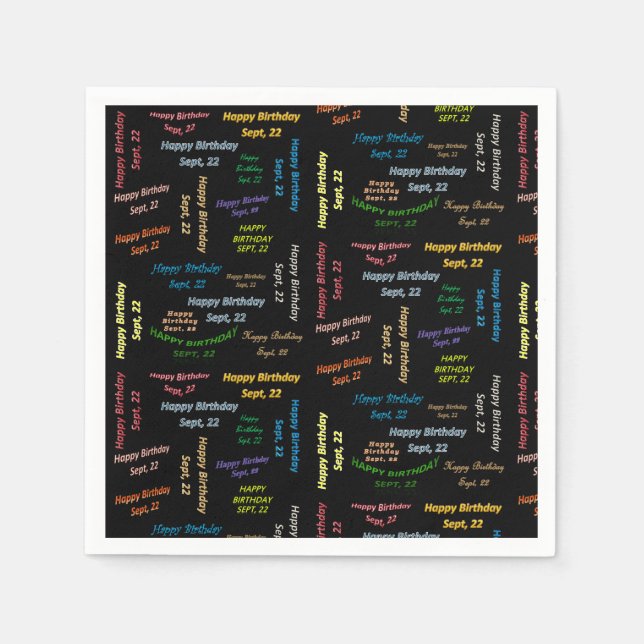 Paper Napkins September, 22 Geburtstag Serviette (Vorderseite)