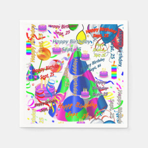 Paper Napkins September, 25 Geburtstag Serviette
