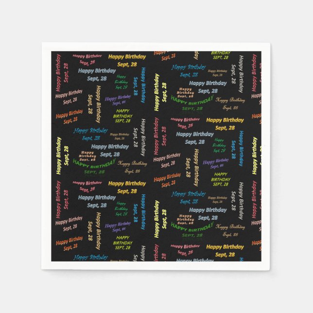 Paper Napkins September, 28 Geburtstag Serviette (Vorderseite)