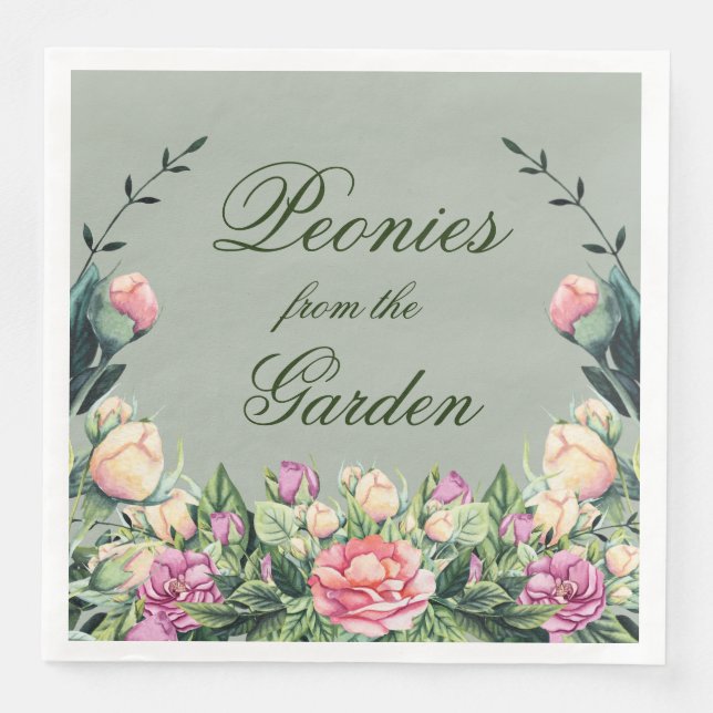 Paper Napkins Set (50) Peonies aus dem Garten Serviette (Vorderseite)