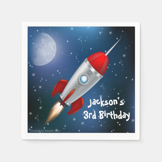 Paper Napkins Space Ship, Astronaut Birthday Party Serviette (Vorderseite)