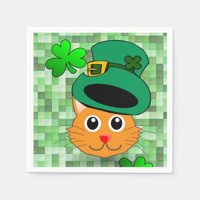 Paper Napkins St. Patrick's Day Cat Serviette (Vorderseite)