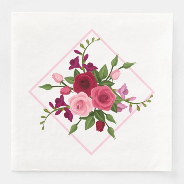 Paper Napkins Vintage Rose Papier Abendessen Napki Serviette (Vorderseite)