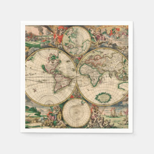Paper Napkins Vintage Weltkarte 1689 Serviette