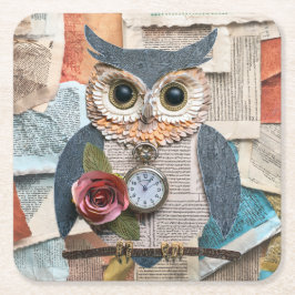 Paper Owl Coaster Rechteckiger Pappuntersetzer