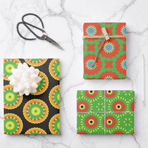 Paper Pack 173 Decorative Red Green Yellow Geschenkpapier Set