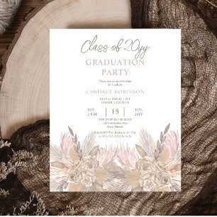 PAPER Pampas   Rose Neutrale Grad Party Einladung Flyer