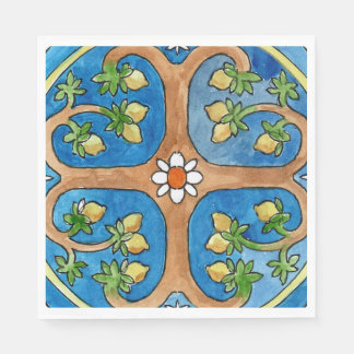 Paper party napkins with lemon tree design serviette