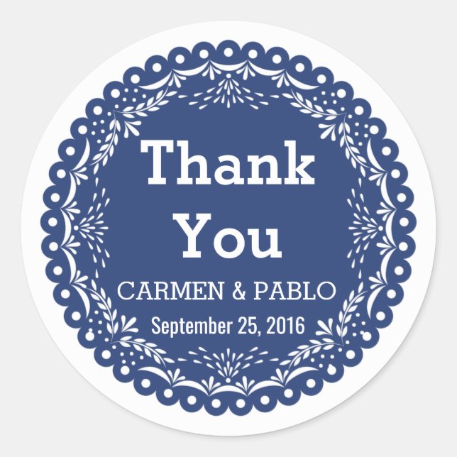 Paper Picado farbenfrohe mexikanische Hochzeit Runder Aufkleber (Vorderseite)