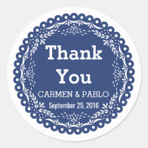 Paper Picado farbenfrohe mexikanische Hochzeit Runder Aufkleber