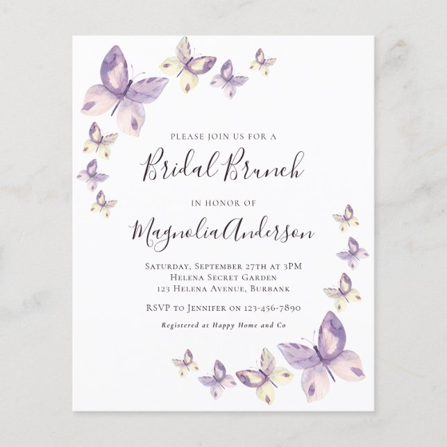 PAPER Pink Butterfly Bridal Brunch Einladung Flyer (Vorne)