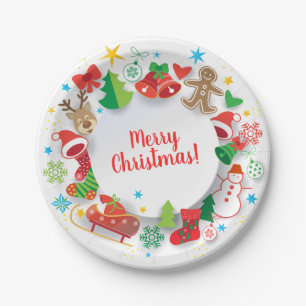 Paper Plate - Frohe Weihnachten Glück Neues Jahr! Pappteller