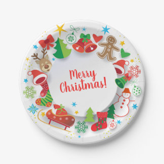 Paper Plate - Frohe Weihnachten Glück Neues Jahr! Pappteller