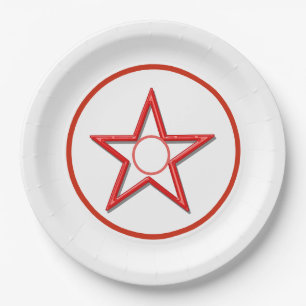 Paper Plate - Red Star and Circles Pappteller