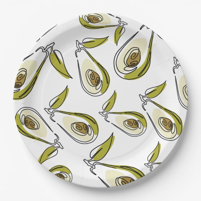 Paper Plate verfügt über einen niedlichen Avocado. Pappteller (Vorderseite)