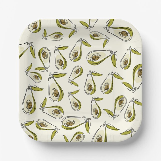 Paper Plate verfügt über einen niedlichen Avocado. Pappteller (Vorderseite)