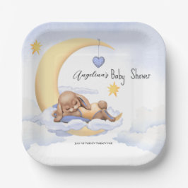 Paper Plate with a cute sleeping plush bunny. Pappteller