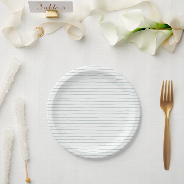 Paper Plates 17,8 cm - Blue Stripes Pappteller (Hochzeit)