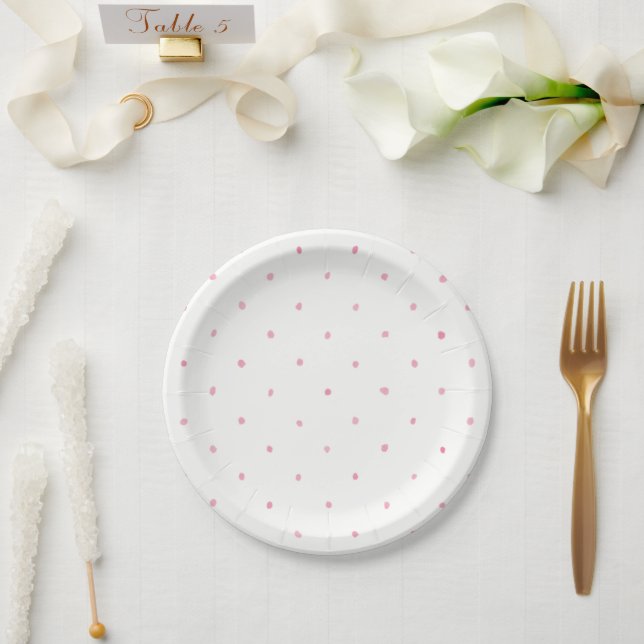 Paper Plates 17,8 cm - Pink Dots Pappteller (Hochzeit)