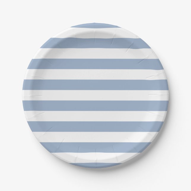 Paper Plates, Blue & White Stripe Birthday Pappteller (Vorderseite)