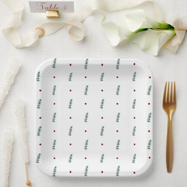 Paper Plates - Christmas Winter Floral Pattern Pappteller (Hochzeit)