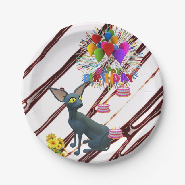 Paper Plates,  Fudge Happy Birthday Cats  Pappteller (Vorderseite)