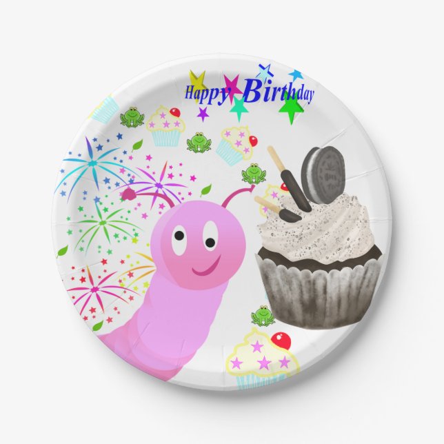 Paper Plates, Happy Birthday Chocolate Cupcake  Pappteller (Vorderseite)