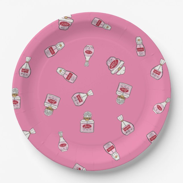 Paper Plates "Love" Perfume Bottles Pappteller (Vorderseite)
