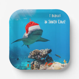 Paper plates, Shark Christmas Pappteller