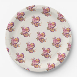Paper Plates | Vintage Pansy Floral Party Tablewar Pappteller