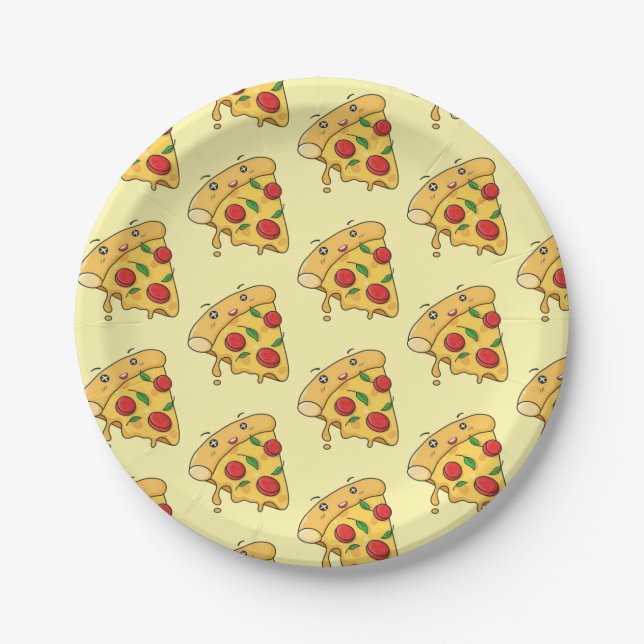 Paper Plates, Yellow Pizza Cheese Pappteller (Vorderseite)