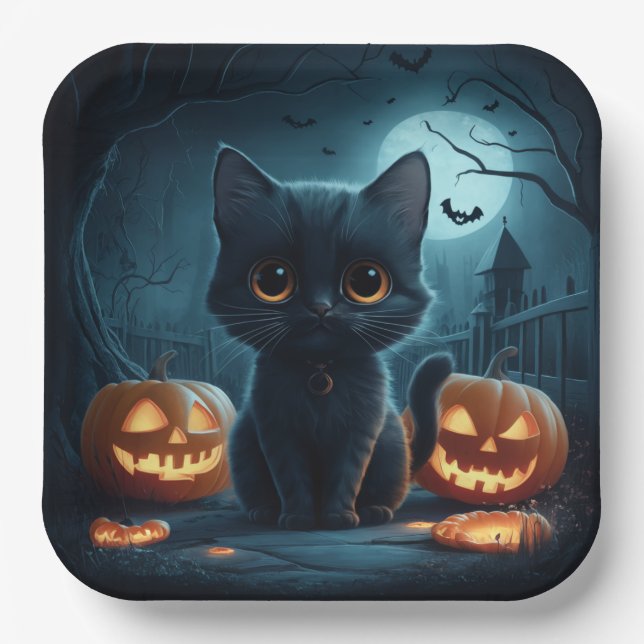 Paper Plattformen Reihe 1 Black Cat 19 Pappteller (Vorderseite)